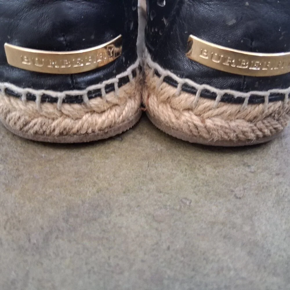 Burberry Black Leather Espadrille Shoes